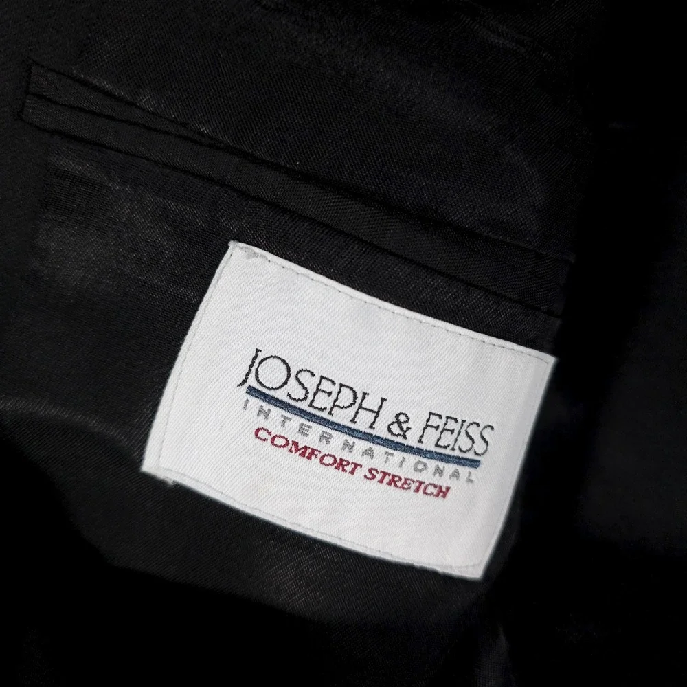Joseph & Feiss International Comfort Stretch Black Worsted Wool Blazer‎ 52R